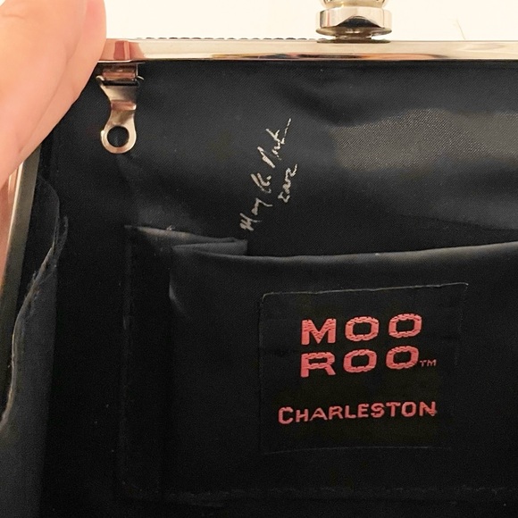 Vintage Moo Roo Charleston Purse Tapestry Bag Metal Handle Handbag Structured - Picture 3 of 10